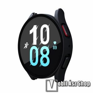 Okosóra műanyag védő tok / keret - FEKETE - 9H edzett üveg előlap védő is! - SAMSUNG Galaxy Watch4 40mm (SM-R860) / Watch5 40mm (SM-R905F) kép