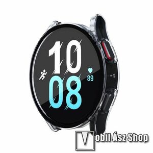 Okosóra műanyag védő tok / keret - ÁTLÁTSZÓ - 9H edzett üveg előlap védő is! - SAMSUNG Galaxy Watch4 40mm (SM-R860) / Watch5 40mm (SM-R905F) kép