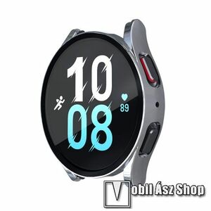 Okosóra műanyag védő tok / keret - EZÜST - 9H edzett üveg előlap védő is! - SAMSUNG Galaxy Watch4 40mm (SM-R860) / Watch5 40mm (SM-R905F) kép