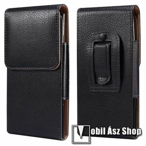 UNIVERZÁLIS álló tok - övre fűzhető, övcsipesz, mágnes záródás - max 170x 85 x 20mm méretű készülékekhez - FEKETE kép