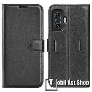 WALLET notesz tok / flip tok - FEKETE - asztali tartó funkciós, oldalra nyíló, rejtett mágneses záródás, bankkártyatartó zseb, szilikon belső - Xiaomi Redmi K50 Gaming / Xiaomi Poco F4 GT kép