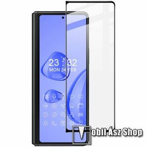 IMAK Pro+ előlap védő karcálló edzett üveg - FEKETE - 9H, A teljes felületén tapad, csak a külső kijelzőre! - A TELJES KIJELZŐT VÉDI! - SAMSUNG Galaxy Z Fold4 5G (SM-F936) - GYÁRI kép