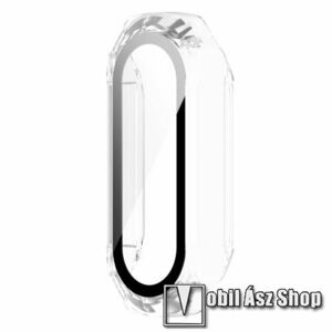 Okosóra műanyag védő tok / keret - ÁTLÁTSZÓ - 9H edzett üveg előlap védő is! - Xiaomi Mi Band 7 kép