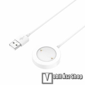 Okosóra mágneses USB töltő - 1m hosszú, érintkező tüske távolság: 20.8mm - FEHÉR - HUAWEI Honor Watch GS 3 / Honor Watch 4 (TMA-L19) kép
