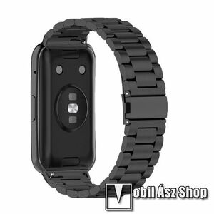 Fém okosóra szíj - FEKETE - rozsdamentes acél, csatos - 225mm hosszú - HUAWEI Watch Fit 2 Classic Edition / Watch Fit 2 Active Edition kép