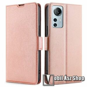 Notesz tok / flip tok - ROSE GOLD - asztali tartó funkciós, oldalra nyíló, rejtett mágneses záródás, bankkártyatartó zseb, szilikon belső - Xiaomi 12 Lite 5G kép