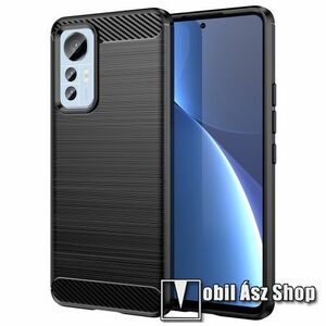 OTT! CARBON szilikon védő tok / hátlap - FEKETE - karbon mintás, ERŐS VÉDELEM! - Xiaomi 12 Lite 5G kép