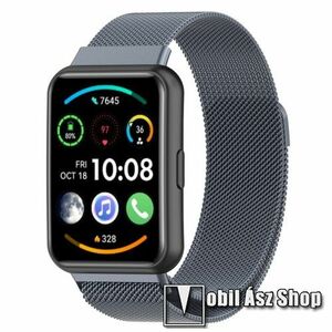 Okosóra milánói szíj - rozsdamentes acél, fém háló kialakítás, mágneses - 210mm hosszú - SZÜRKE - HUAWEI Watch Fit 2 Classic Edition / Watch Fit 2 Active Edition kép