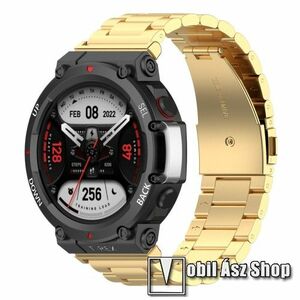 Fém okosóra szíj - ARANY - rozsdamentes acél, csatos, 182mm hosszú, csavarhúzóval, TENGELY NÉLKÜL! - Xiaomi Amazfit T-Rex 2 kép