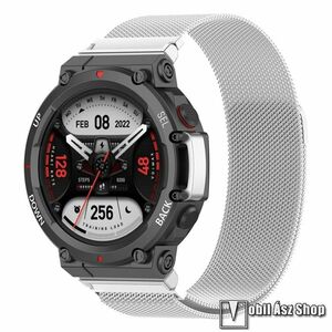 Xiaomi Amazfit T-Rex 2, Okosóra milánói szíj, Rozsdamentes acél, Mágneses, 230mm hosszú, csavarhúzóval, Tengely nélkül, Ezüst kép