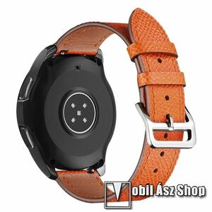 Okosóra szíj - NARANCSSÁRGA - valódi bőr - 115mm + 92mm hosszú, 20mm széles - SAMSUNG Galaxy Watch 42mm / Amazfit GTS / Galaxy Watch3 41mm / HUAWEI Watch GT 2 42mm / Galaxy Watch Active / Active 2 kép