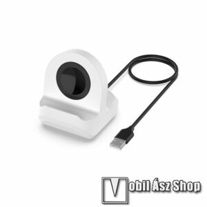 Okosóra asztali töltő állvány / dokkoló - szilikon, kábelelvezető, a töltő NEM TARTOZÉK! - FEHÉR - SAMSUNG Galaxy Watch Active / Active2 40mm / 44mm / Watch4 Classic 46mm / 42mm / Watch 3 41mm / 45mm / Watch4 40mm / 44mm / Watch5 kép
