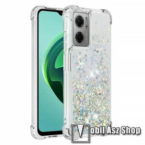 Szilikon védő tok / hátlap - EZÜST - csillogó, liquid folyadék, erősített sarkok, ERŐS VÉDELEM! - Xiaomi Poco M4 5G kép