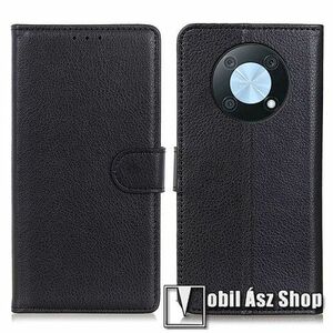 WALLET notesz / mappa tok - FEKETE - oldalra nyíló, rejtett mágneses záródás, bankkártyatartó zseb, asztali tartó funkció, szilikon belső - HUAWEI nova Y90 4G / Enjoy 50 Pro 4G kép