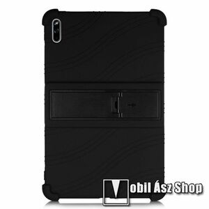 Szilikon védő tok / hátlap - FEKETE - asztali tartó funkciós, erősített sarkok - ERŐS VÉDELEM! - HUAWEI MatePad 10.4 (2020/2022) / Honor V6 kép