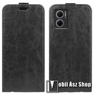SLIM FLIP tok - FEKETE - lefelé nyíló, rejtett mágneses záródás, szilikon belső, bankkártya tartó, előlapi hangszóró nyílás - Xiaomi Redmi Note 11E / Redmi 10 5G / Redmi 11 Prime 5G / Redmi 10 Prime+ 5G kép