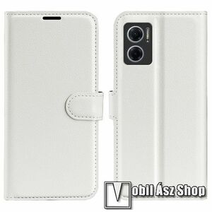 WALLET notesz tok / flip tok - FEHÉR - asztali tartó funkciós, oldalra nyíló, rejtett mágneses záródás, bankkártyatartó zseb, szilikon belső - Xiaomi Redmi Note 11E / Redmi 10 5G / Redmi 11 Prime 5G / Redmi 10 Prime+ 5G kép