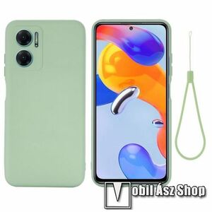 Szilikon védő tok / hátlap - mikroszálas szövettel bevont belsővel, csuklópánttal - ZÖLD - Xiaomi Redmi Note 11E / Redmi 10 5G / Redmi 11 Prime 5G / Redmi 10 Prime+ 5G kép