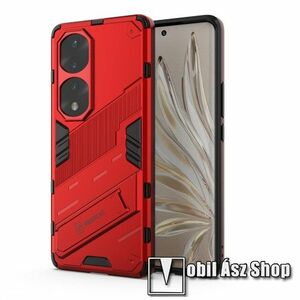 OTT! TRANSFORM BIBERCAS műanyag védő tok / hátlap - PIROS - szilikon betétes, kitámasztható, asztali tartó funkciós - ERŐS VÉDELEM! - HUAWEI Honor 70 Pro 5G (SDY-AN00) kép
