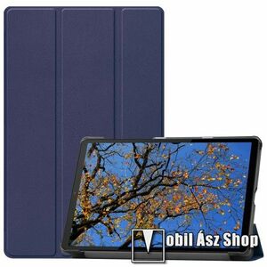 Notesz / mappa tok - SÖTÉTKÉK - oldalra nyíló flip cover, TRIFOLD asztali tartó funkciós, mágneses záródás, erősített sarkok, műanyag belső - Lenovo Tab K10 (TB-X6C6F) kép