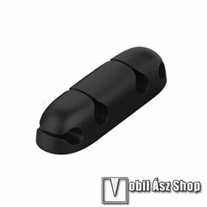 UNIVERZÁLIS kábelszervező, kötegelő, rendező - 1db, 4x kábelnek hely, öntapadós, rugalmas szilikon - FEKETE kép