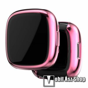 Okosóra szilikon védő tok / keret - GALVANIZÁLT RÓZSASZÍN - Szilikon előlapvédő is! - Fitbit Versa 4 / Fitbit Sense 2 kép