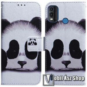 Notesz / mappa tok - PANDA MINTÁS - oldalra nyíló, rejtett mágneses záródás, belső zseb, asztali tartó funkció, szilikon belső - NOKIA G11 Plus kép