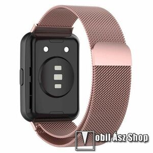 Okosóra milánói szíj - rozsdamentes acél, fém háló kialakítás, mágneses - 210mm hosszú - RÓZSASZÍN - HUAWEI Watch Fit 2 Classic Edition / Watch Fit 2 Active Edition kép