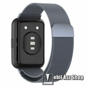 Okosóra milánói szíj - rozsdamentes acél, fém háló kialakítás, mágneses - 210mm hosszú - SZÜRKE - HUAWEI Watch Fit 2 Classic Edition / Watch Fit 2 Active Edition kép