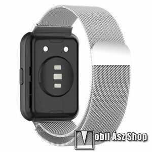Okosóra milánói szíj - rozsdamentes acél, fém háló kialakítás, mágneses - 210mm hosszú - EZÜST - HUAWEI Watch Fit 2 Classic Edition / Watch Fit 2 Active Edition kép