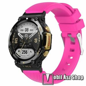Okosóra szíj - szilikon, textúrált mintázat - MAGENTA - 225mm hosszú, csavarhúzóval, TENGELY NÉLKÜL! - Xiaomi Amazfit T-Rex 2 kép