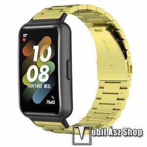 Fém okosóra szíj - ARANY - rozsdamentes acél, csatos - 180mm hosszú - HUAWEI Band 7 kép
