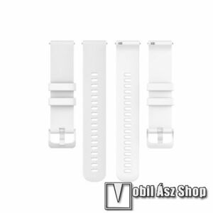 Okosóra szíj - szilikon, pontozott textúra - FEHÉR - 82mm + 107mm hosszú, 18mm széles - Xiaomi 70mai Saphir / Fossil Gen 4 / HUAWEI TalkBand B5 / Garmin Forerunner 255S (41mm) / Venu 2S (40mm) / NOKIA Steel HR kép