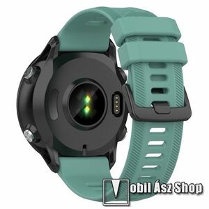 Okosóra szíj - szilikon, csíkos mintás - KÉKESZÖLD - 91mm + 123mm hosszú, csavarhúzóval, TENGELY NÉLKÜL! - Garmin Fenix 5 / 5 Plus / 5 Plus Sapphire / 6 / 6 Pro / 7 / Instinct / Forerunner 935 / 745 / 945 / Quatix 3 / Descent MK1 kép