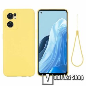 Szilikon védő tok / hátlap - SÁRGA - mikroszálas szövettel bevont belsővel, csuklópánttal - Oppo Reno7 5G / Find X5 Lite kép
