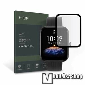 HOFI Okosóra Flexible 7H Nano Glass rugalmas edzett üveg - 0.3mm, 7H, A teljes képernyőt védi! - FEKETE - Xiaomi Amazfit Bip 3 / Bip 3 Pro - GYÁRI kép