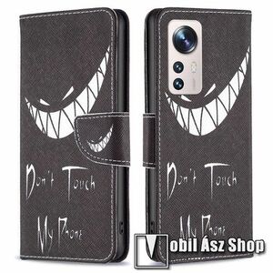 Notesz / mappa tok - Do Not Touc My Phone MINTÁS - oldalra nyíló, rejtett mágneses záródás, bankkártyatartó zsebek, asztali tartó funkció, szilikon belső - Xiaomi 12 Lite kép