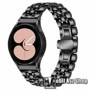 Fém okosóra szíj - FEKETE - rozsdamentes acél, speciális pillangó csatos, 20mm széles - SAMSUNG Galaxy Watch4 40mm / Watch4 44mm / Watch4 Classic 46mm / Watch4 Classic 42mm / Watch5 44mm / Watch5 40mm / Watch5 Pro kép