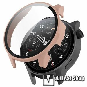 Okosóra műanyag védő tok / keret - RÓZSASZÍN - 9H edzett üveg előlap védő is! - Xiaomi Watch S1 Pro kép