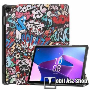 Notesz / mappa tok - GRAFFITI MINTÁS - oldalra nyíló flip cover, TRIFOLD asztali tartó funkciós, mágneses záródás, műanyag belső, erősített sarkok - Lenovo Tab M10 (Gen 3) kép