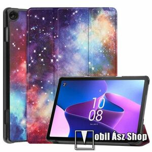 Notesz / mappa tok - GALAXIS MINTÁS - oldalra nyíló flip cover, TRIFOLD asztali tartó funkciós, mágneses záródás, műanyag belső, erősített sarkok - Lenovo Tab M10 (Gen 3) kép
