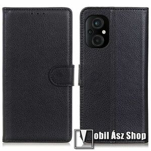 WALLET notesz tok / flip tok - FEKETE - asztali tartó funkciós, oldalra nyíló, rejtett mágneses záródás, bankkártyatartó zseb, szilikon belső - Xiaomi Poco M5 4G / 5G kép