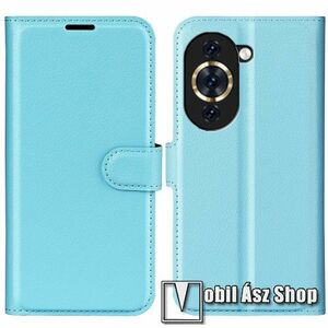 WALLET notesz tok / flip tok - VILÁGOSKÉK - asztali tartó funkciós, oldalra nyíló, rejtett mágneses záródás, bankkártyatartó zseb, szilikon belső - HUAWEI nova 10 4G kép