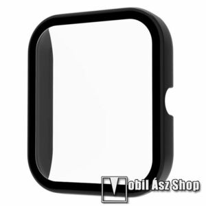 Okosóra műanyag védő tok / keret - FEKETE - 9H edzett üveg előlap védő is! - Xiaomi Haylou RS4 Plus (LS11) kép