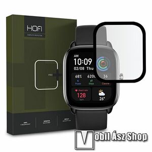 HOFI Hybrid Pro+ Okosóra Flexible 7H Nano Glass rugalmas edzett üveg - 0.3mm, 7H, A teljes képernyőt védi! - FEKETE - Xiaomi Amazfit GTS 4 Mini - GYÁRI kép