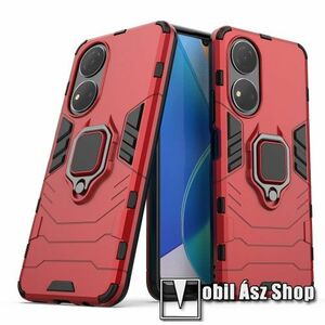 TRANSFORM PRO műanyag védő tok / hátlap - PIROS - szilikon betétes, kitámasztható, fém ujjgyűrűvel, tapadófelület mágneses autós tartóhoz - ERŐS VÉDELEM! - HUAWEI Honor X7 / Honor Play 30 Plus kép