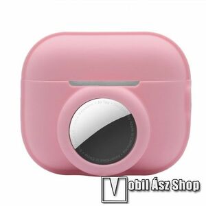 Szilikon védő tok Apple AirPods Pro 2 / Apple AirTag-hez - 2 az 1-ben kialakítás, mosható, töltőnyílás, karabiner - RÓZSASZÍN kép