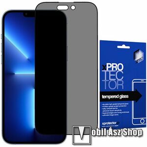 XPRO PRIVACY Anti-Peep előlap védő karcálló edzett üveg - ÁTLÁTSZÓ - 9H, betekintés elleni védelemmel, a teljes felületén tapad! - A TELJES KIJELZŐT VÉDI! - APPLE iPhone 14 Pro - GYÁRI kép