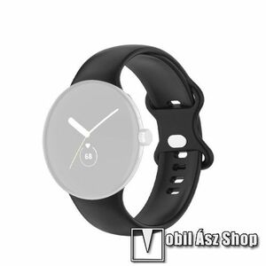 Google Pixel Watch 3 41mm, Watch 2, Watch 1, Okosóra szíj, Szilikon, 136+105mm hosszú, L-es méret, Fekete kép