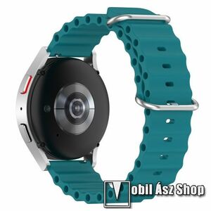 Okosóra szíj - szilikon, cső­szerkezetes kialakítás, rugalmas, csatos - ZÖLD - 132mm+86mm hosszú, 22mm széles - SAMSUNG Galaxy Watch 46mm / Watch GT2 46mm / Watch GT 2e / Galaxy Watch3 45mm / Honor MagicWatch 2 46mm kép